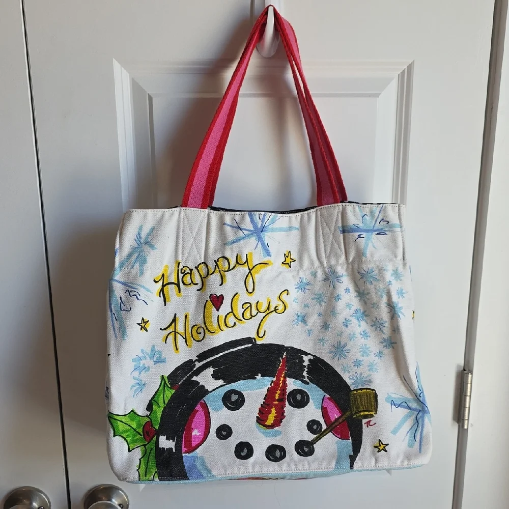 Brighton Festive Snowman Holiday Tote Bag - Picture 2 of 6